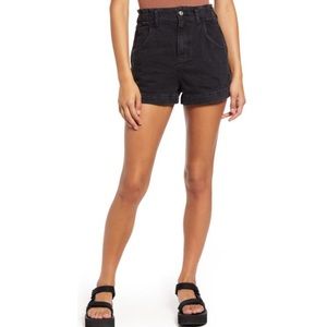 Topshop Paper-bag High Waist Non-stretch Denim Shorts
